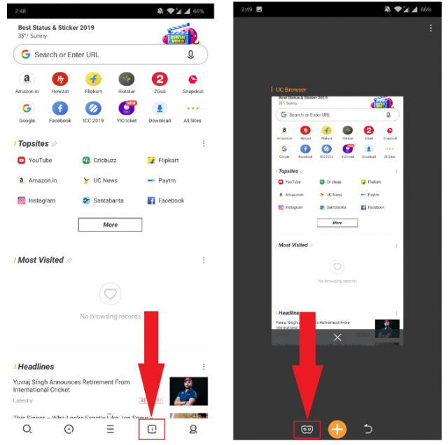 set incognito mode in uc browser